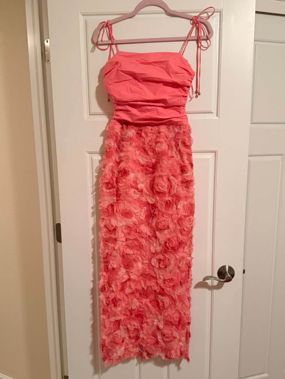 Saints & Secrets By Selfie Leslie Long Pink 3D Floral Dress